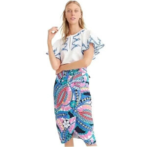 {J. Crew} Tie-back Tulip Skirt Ratti Kaleidoscope